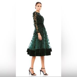 Mac Duggal Embellished mesh overlay fabric